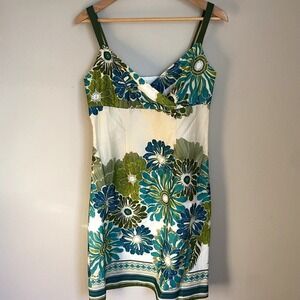 Y2K Floral Cream Midi Dress 6 Cotton Island Girl Boho Tropical Beach Spring 90s